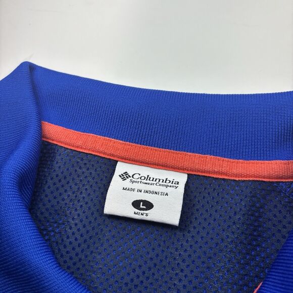 Florida Gators Columbia Golf Polo Shirt Ommi Shade Men's Large Blue Orange Mesh - Picture 8 of 9